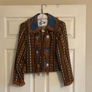 Bohemian Brown and Blue Women's Blazer